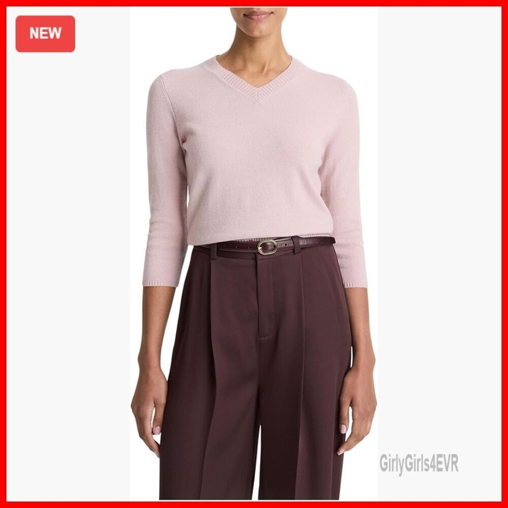3/4 Sleeve V-Neck Pullover Sweater, Women's Casual Knit Top